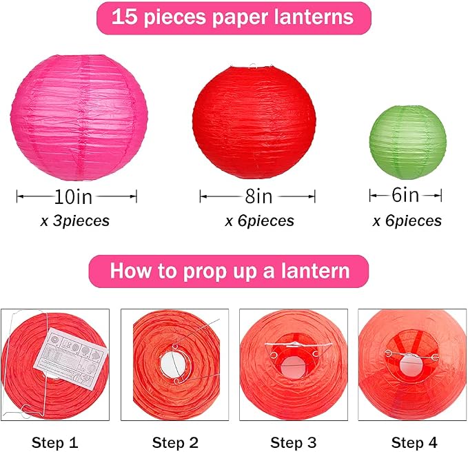 Paper Lanterns Decorative, Round Hanging Paper Lanterns - Image 3