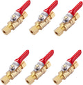 6 Pcs Lead-Free Brass Mini Ball Valve Shut Off Switch, 1/4 inch Compression | by LitOrange