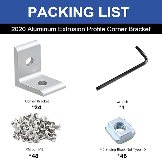 24Pack 2020 Corner Bracket Connector 90Degree Angle Bracket Silver | 20 Series - Image 3