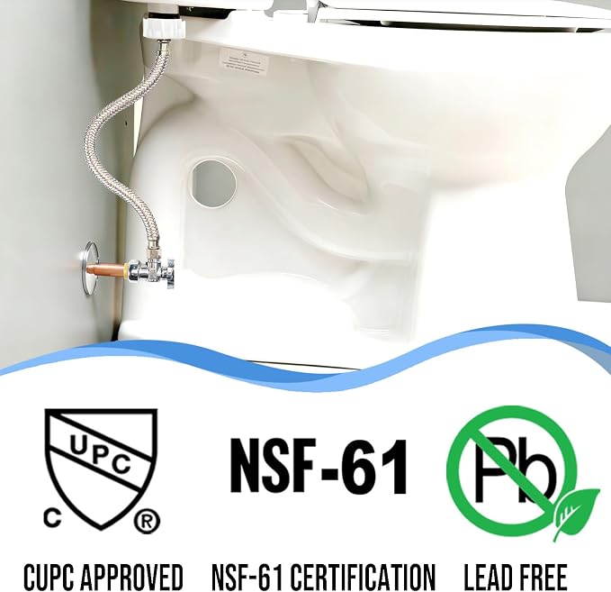 TTFLEX 12" Toilet Hose Kit 3/8" COMP x 7/8" BC, 1/2" Push Angle Stop Valve | - Image 2