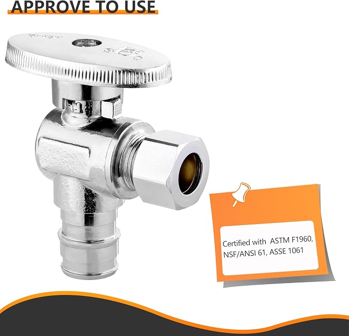 50PC HeSun 1/2" PEX-A Expansion x 3/8" OD Compression Angle Stop Valve | PEX-A - Image 3