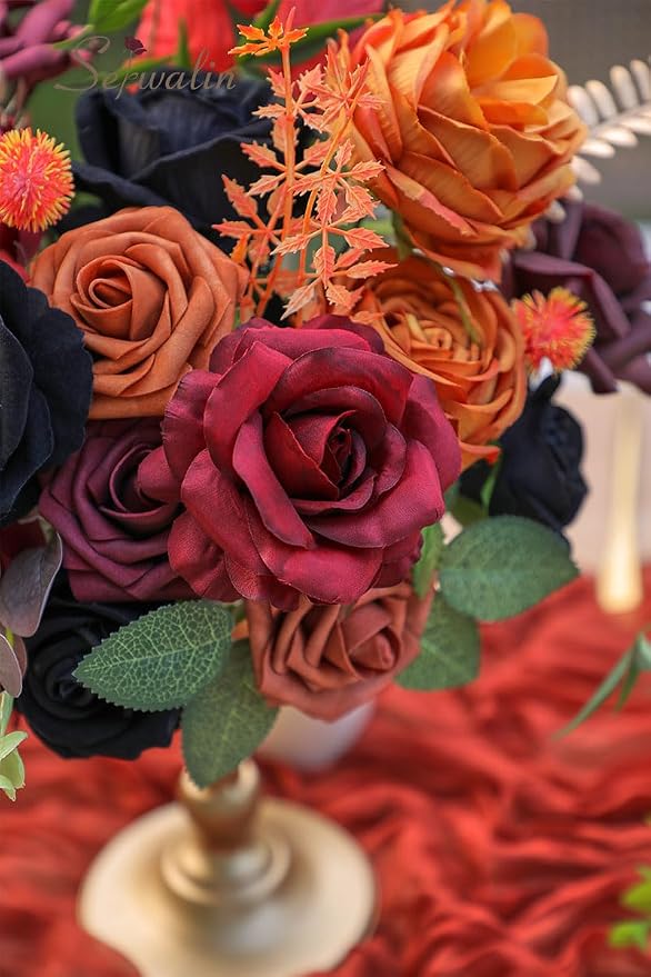 Serwalin Black Orange Artificial Flowers Combo Fall Flowers - Image 6