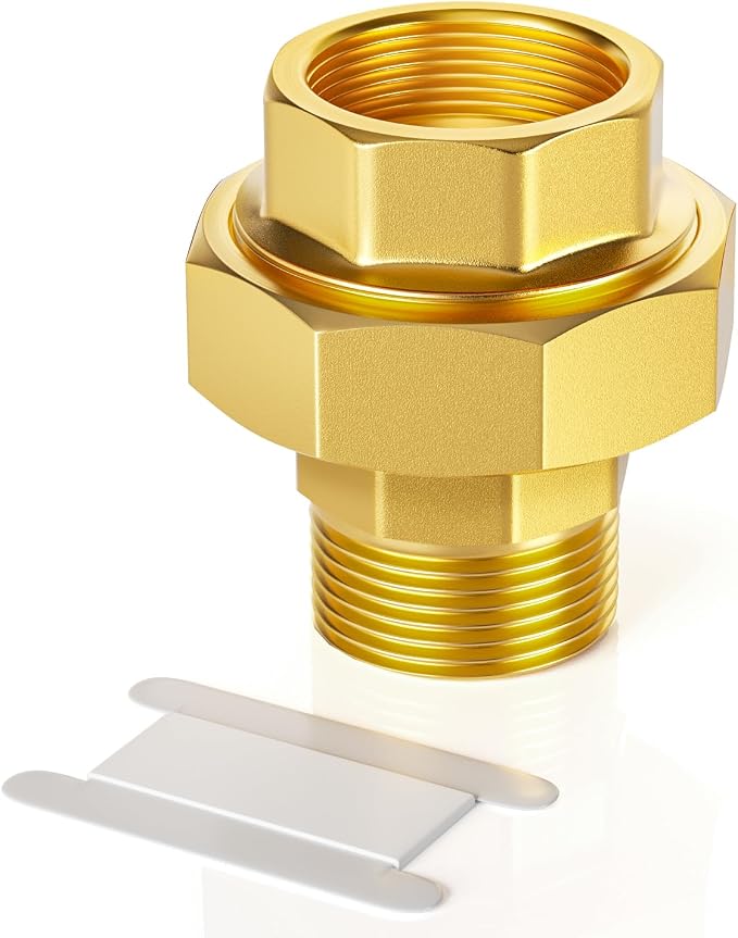 GASHER 3/4" NPT Brass Union Pipe Fitting | 3/4 Inch Male x 3/4 Inch Female by GASHER