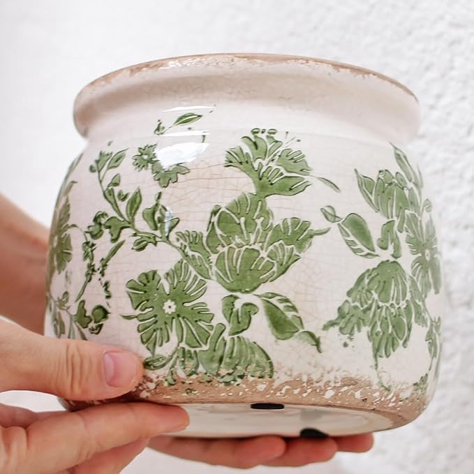 Tuscan Ceramic Indoor Plant Pot, Rustic Farmhouse Vase - Image 6