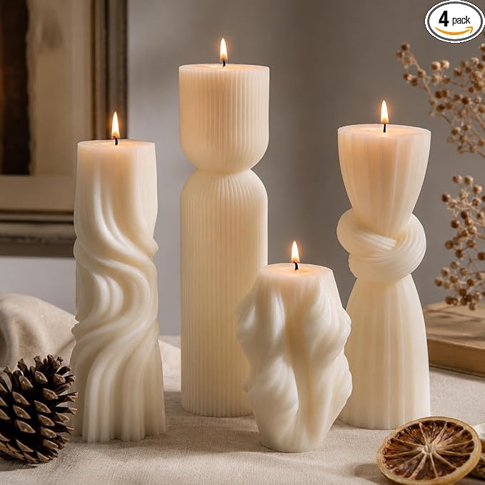4-Pack Pillar Candles by NATCENSE