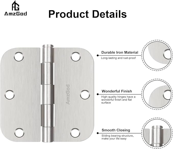 Door Hinges Brushed Nickel - Image 5
