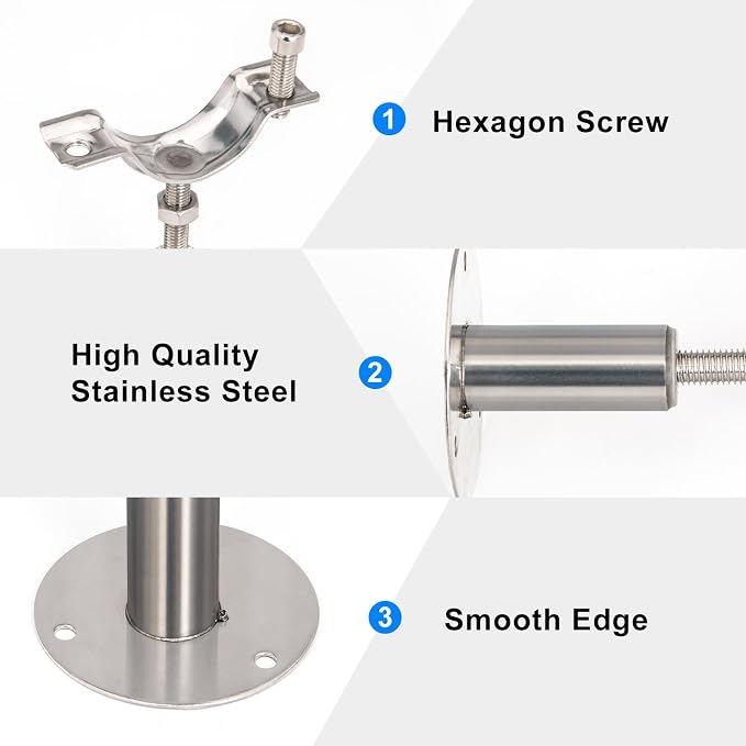 4PCS 304 Stainless Steel Wall Mount Ceiling Mount Pipe Supports, Suitable - Image 3