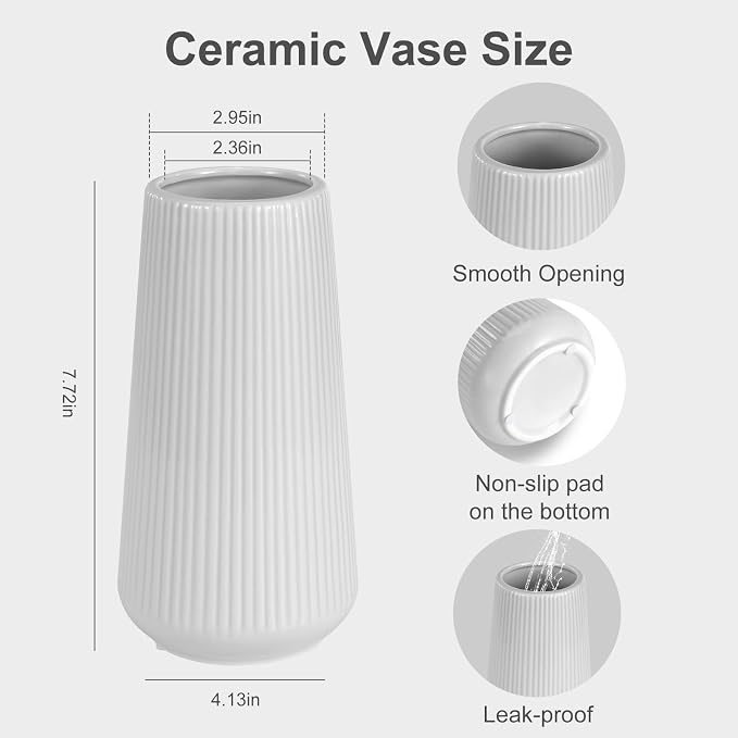 Grey Ceramic Vase, GUKJOB Small Cute Flower Vase - Image 4