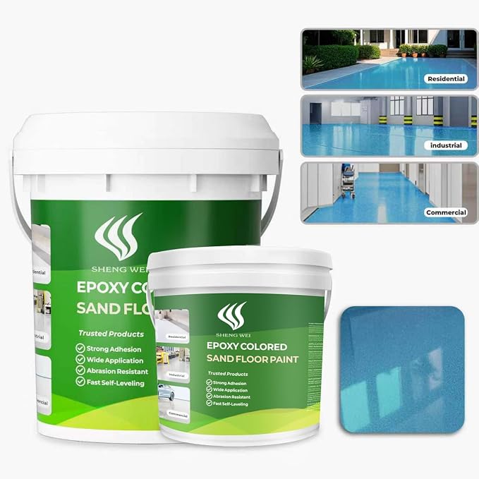 Epoxy Colored Sand Floor Paint, 3 Gallon | Covers 110 Sq Ft, Self-Leveling by SHENGWEI