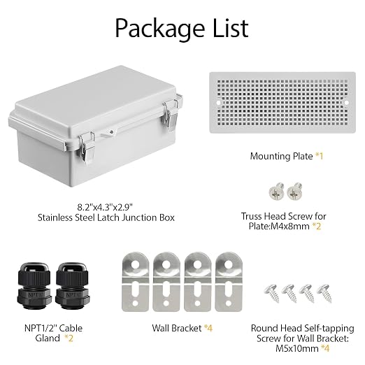 Electrical Box, IP67 Waterproof Hinged Cover Stainless Steel Latch Junction Box - Image 9
