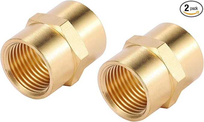 2 Pack 3/8" x 3/8" NPT Coupler, Brass Female Pipe Fitting by Sanpaint