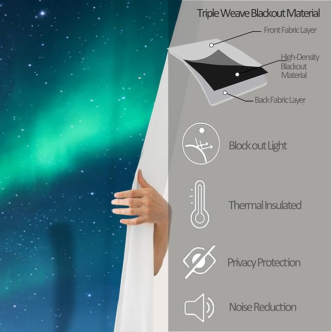 Aurora Curtains for Bedroom Living Room, Snow Mountain Glacier Lake Blackout - Image 5
