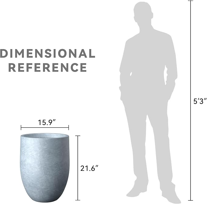 Kante Large Round Bullet Blue Gray Concrete Planter 21.7" Tall, Outdoor | - Image 7
