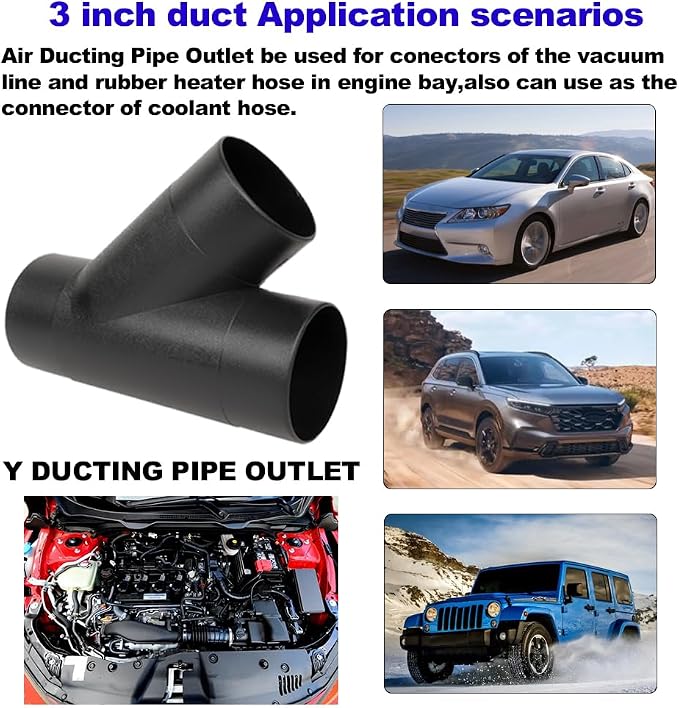 Y Fitting, 3 inch 75mm 3 Way Ducting Pipe Y Shape Outlet Connector Duct Pipe - Image 6