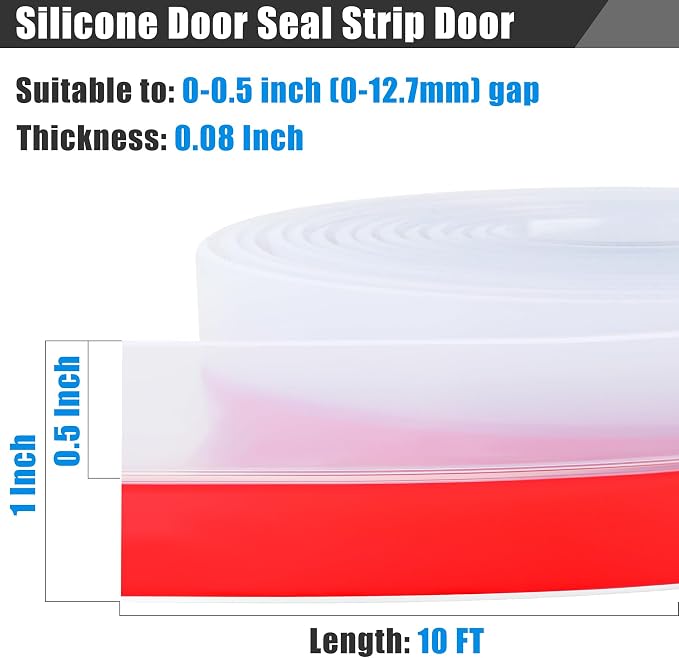 Draft Seal Tape for Doors and Windows 1 in x 10 Ft Silicone Weather Stripping - Image 2