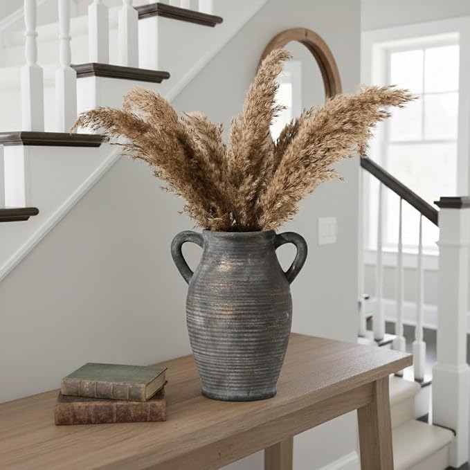 Vaseking Ceramic Rustic Vase, 9.8 inch Farmhouse Vases Home Decor, Bronze | - Image 9