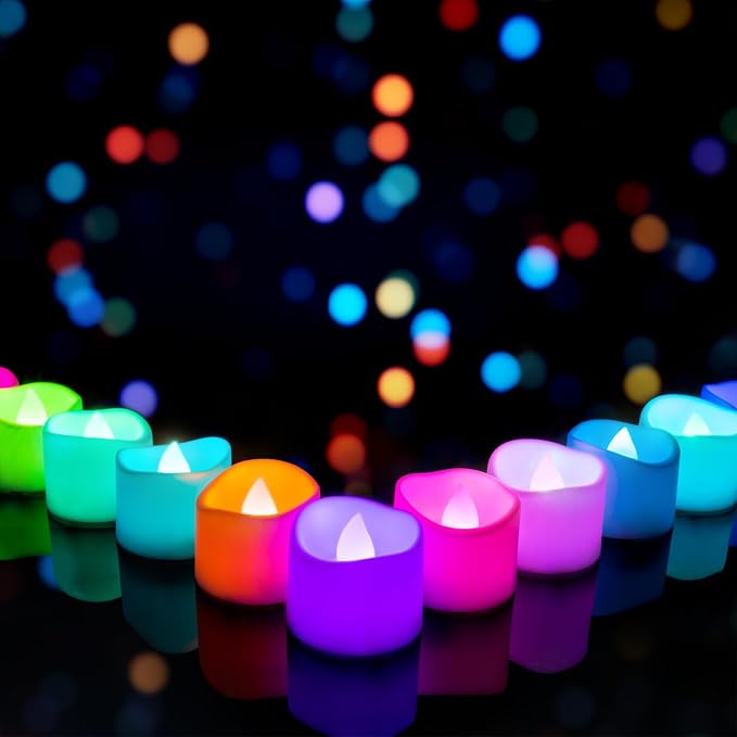 Homemory Multi Color Changing Tea Lights Battery Operated, 7-Color Changing LED by Homemory