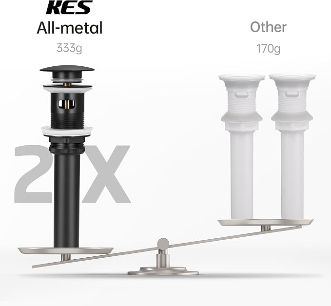KES Bathroom Sink Drain with Overflow, Stainless Steel, Matte Black 2 Pack - Image 3