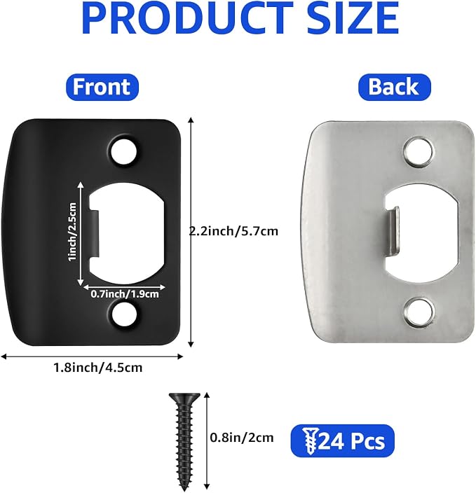 12 Pcs Deadbolt Strike Plate, Stainless Steel Round Corner Door Strike Plate - Image 2
