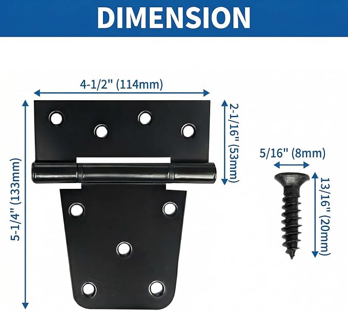 Black Gate Hinges Shed Hinges Heavy Duty Gate Hinges - Image 2