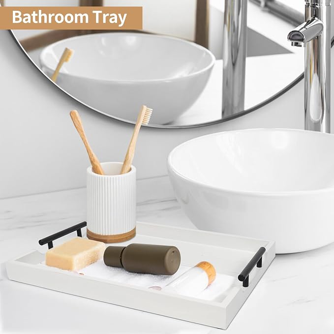 SXNOWS Wood Serving Tray with 2 Sets of Handles, 4 Coasters Included - Image 6
