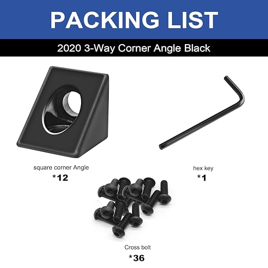 12pcs 2020 2-Way Corner Angle Bracket Connector 2020 Extrusion Hardware T-Slot - Image 3