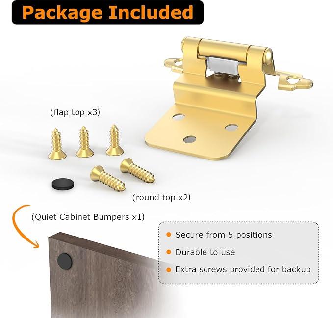 3/8 Inch Inset Cabinet Hinges, 25 Pairs Self Closing Flush Face Mount Hinges - Image 6