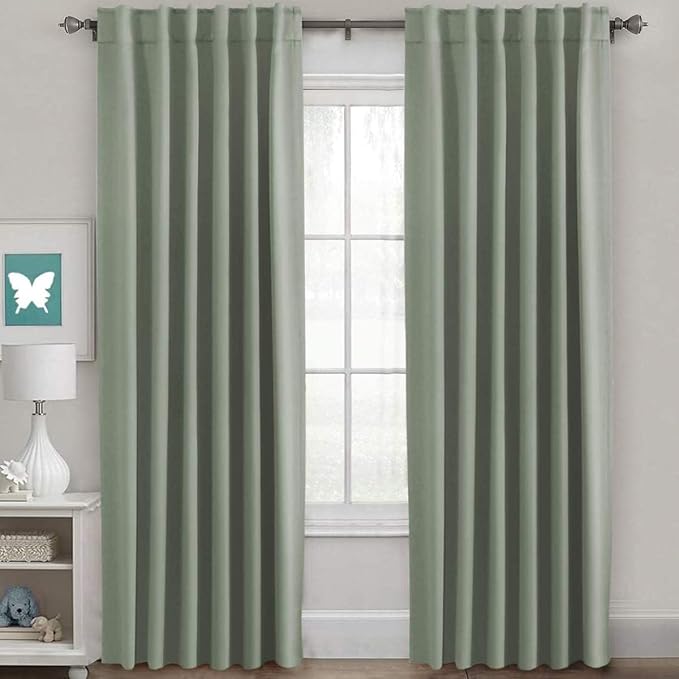 H.VERSAILTEX Back Tab Sage Green Curtains 102 Inch Long by HVERSAILTEX
