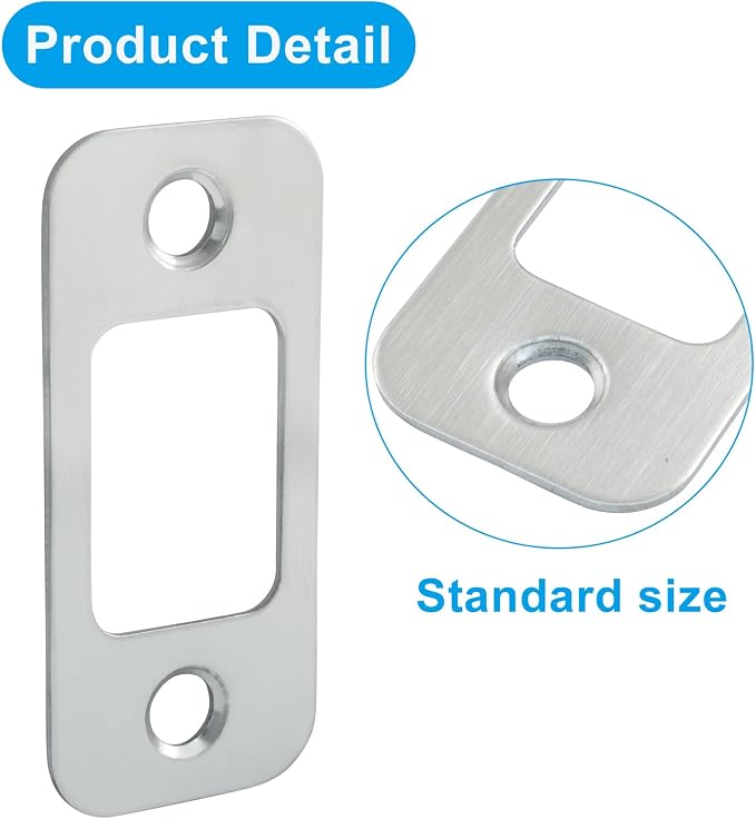 2Pcs Brushed Nickel Deadbolt Strike Plate | 1" x 2 1/4", Round Corner, Door - Image 3
