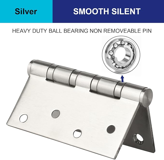 304 Stainless Steel 4" Door Hinges, Heavy Duty Ball Bearing Door Hinges - Image 3
