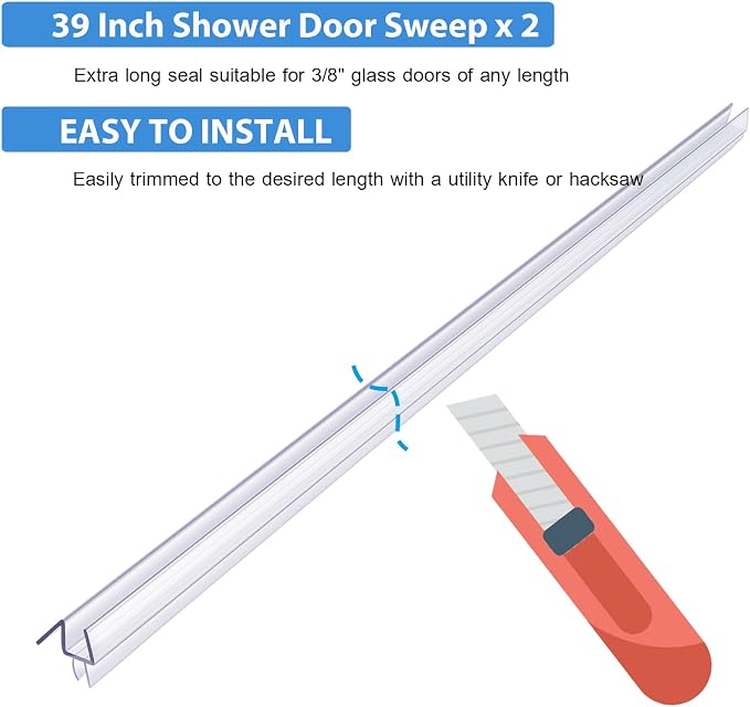 2-Pack Butecare Frameless Shower Door Bottom Seal - Image 4