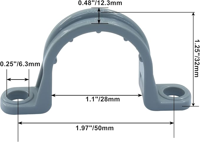 3/4 Inch PVC Pipe Strap, 20 Pack | 2-Hole, Plastic Conduit Clamp, Pipe Supports - Image 3