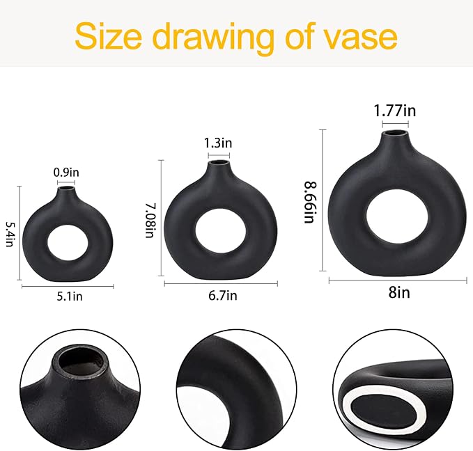 Black Ceramic Vases -for Modern Home Decor, Decorative Gift - Image 6