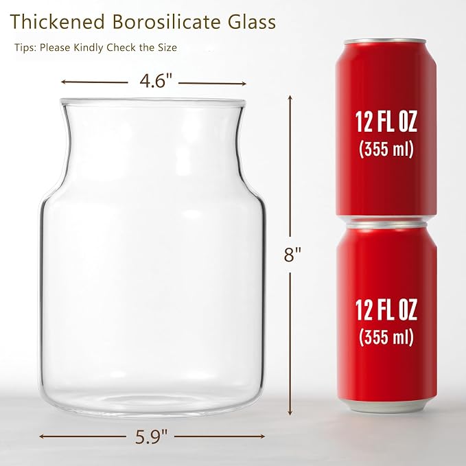 Clear Glass Vase, Large Flower Vase, 8-inch Glass Flower Vase - Image 3