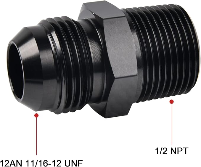 EVIL ENERGY 12AN Male Flare to 1/2" NPT Pipe Fitting Adapter Aluminum Straight - Image 2