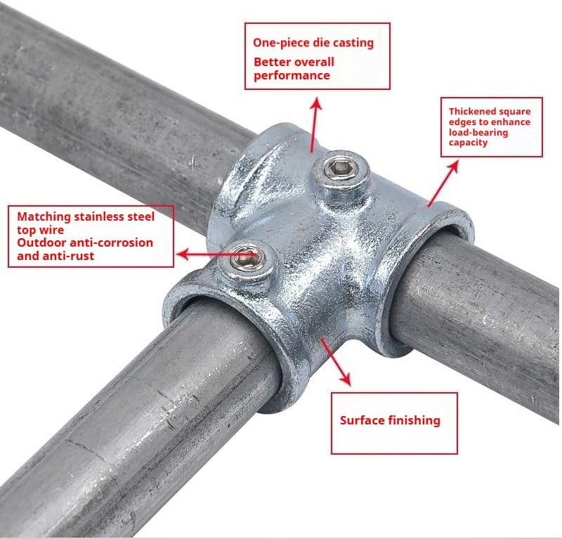 4Pcs Galvanized Pipe Fittings Single Socket Tee Steel Pipe Pipe Clamps Fits 1 - Image 5