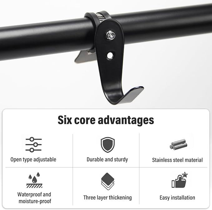 Tube Rod Hooks, for 0.71"-1.26" in Inner Dia Adjustable Rod, Bathroom Wardrobe - Image 4