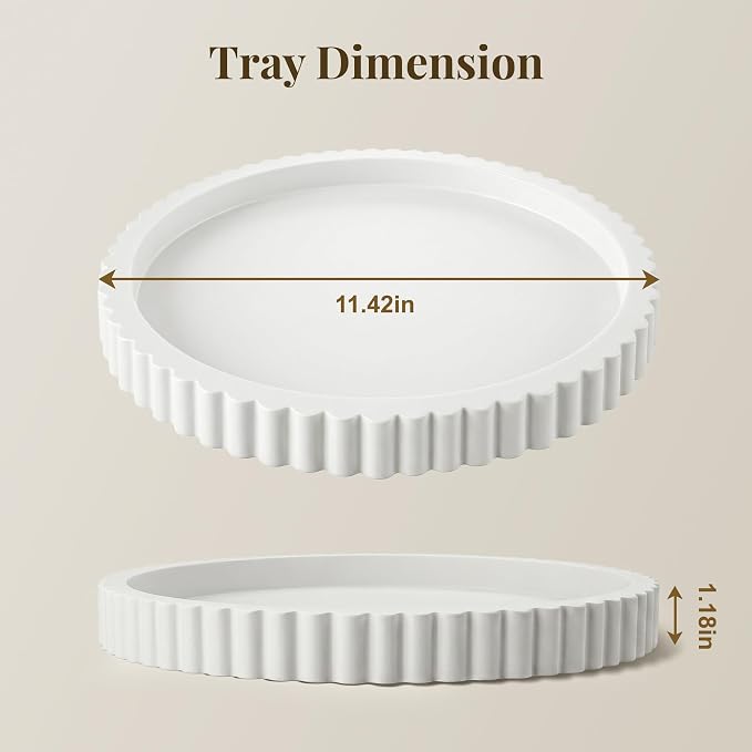 FGU Round Wood Decorative Tray for Coffee Table Home Decor, Dining Table - Image 2