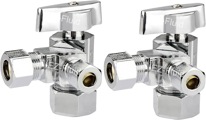 EZ-Fluid 5/8" Comp O.D X 3/8"Comp X 3/8"Comp Dual Outlets Heavy Duty Chrome by EZ-FLUIDPlumbingProducts