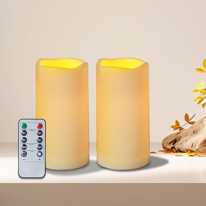 Flameless Candles 4" 5" 6" Outdoor Indoor Pillars Battery Operated Flickering by Artmarry