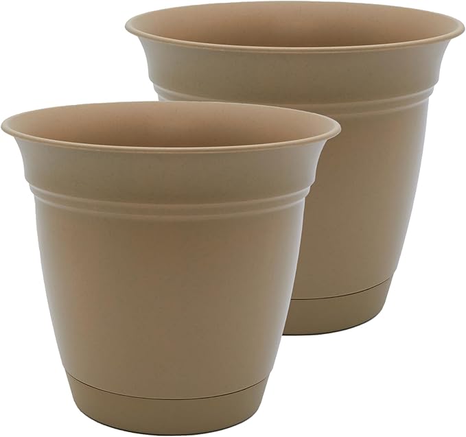 The HC Companies Eclipse Round Planter Pot, 12 Inch, Attached Saucer, Drainage by TheHCCompanies