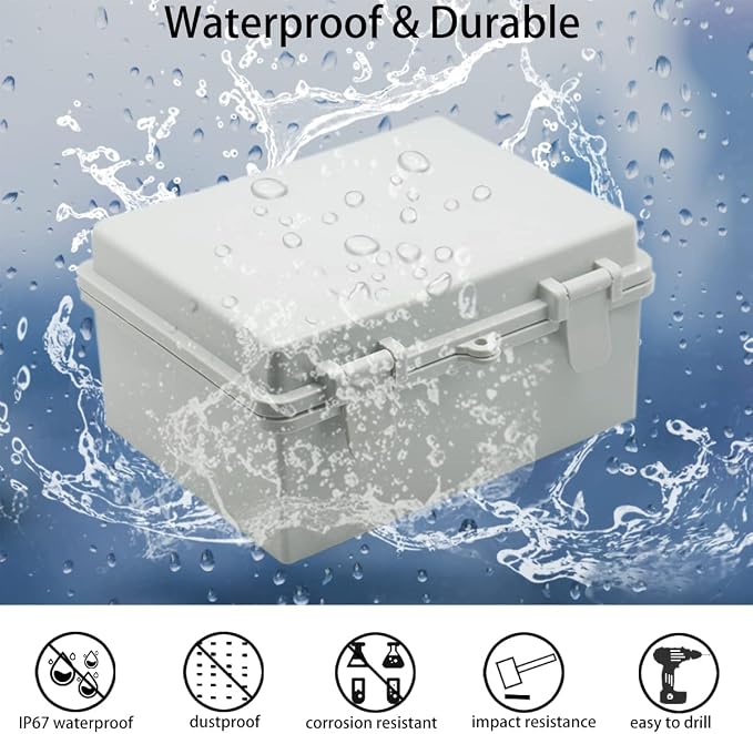 Junction Box, Hinged Cover IP67 Waterproof ABS Project Box - Image 2