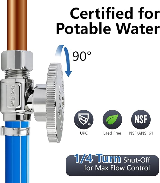 WiseWater Shut Off Valve 1/2" PEX x 3/8" Compression | 1/4 Turn - Image 4
