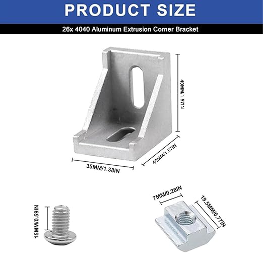 24pcs 4040 Aluminum Extrusion Corner Bracket Silver - Image 2