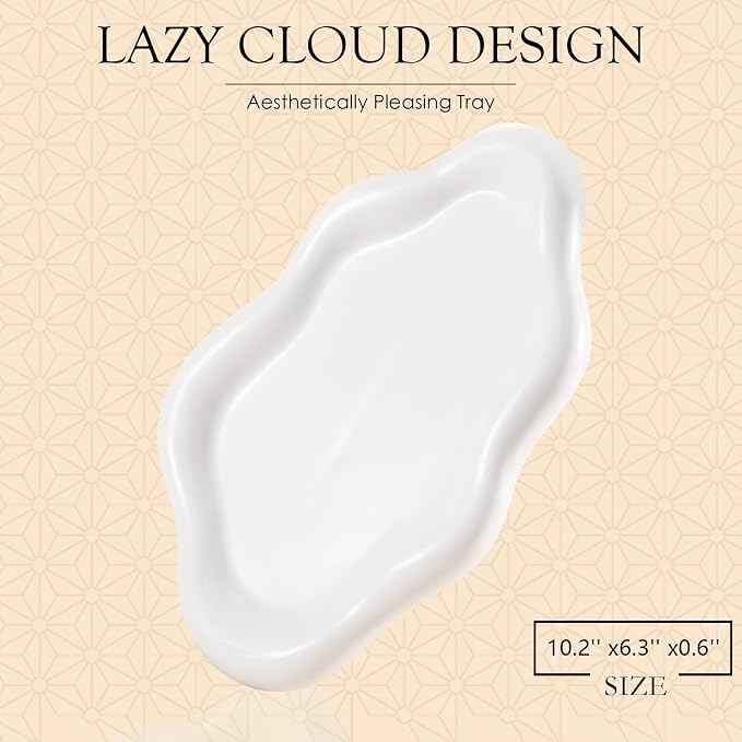CCINPPY Ceramic Cloud Jewelry Tray Trinket Dish Key Bowl Nightstand Decor | - Image 2