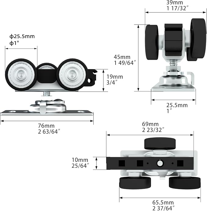 JUBEST Pocket Door Rollers Assembly, Commercial Grade Sliding Door Rollers - Image 2