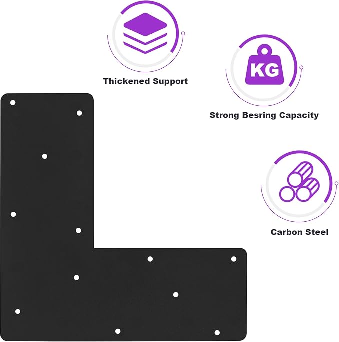 4 Pcs 13.2"x 5"L Shape Flat Bracket, Mending Plate - Image 3