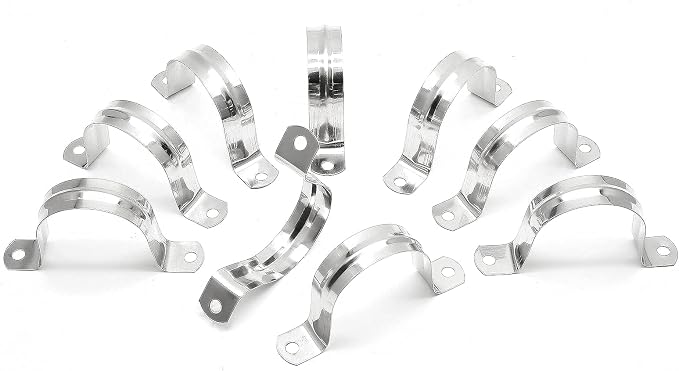 10Pcs 2 Inch Stainless Steel Conduit Clamps | Two Hole Strap, U Bracket Rigid - Image 2