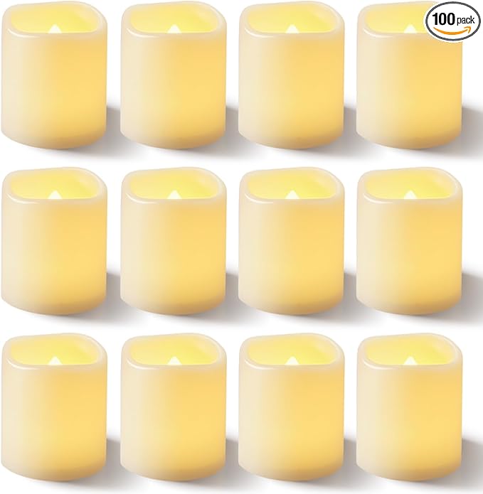 Homemory 100 Pack Ivory Flameless Flickering LED Votive Tealights Candles | by Homemory