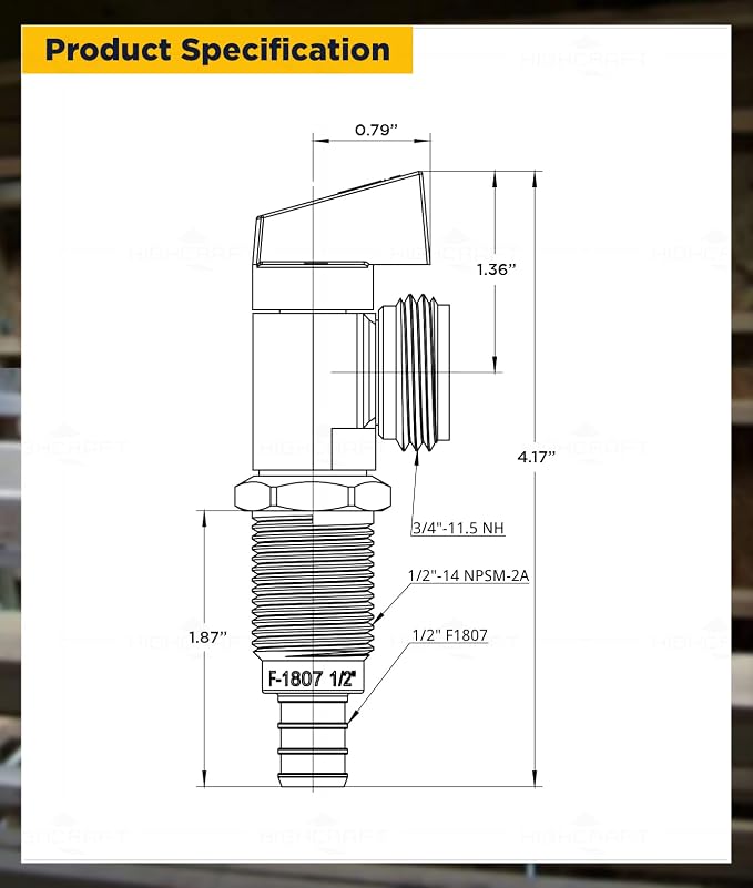 Highcraft 540Q Washing Machine Replacement Valve 1/2’’ PEX B Inlet x 3/4’’ MHT - Image 2